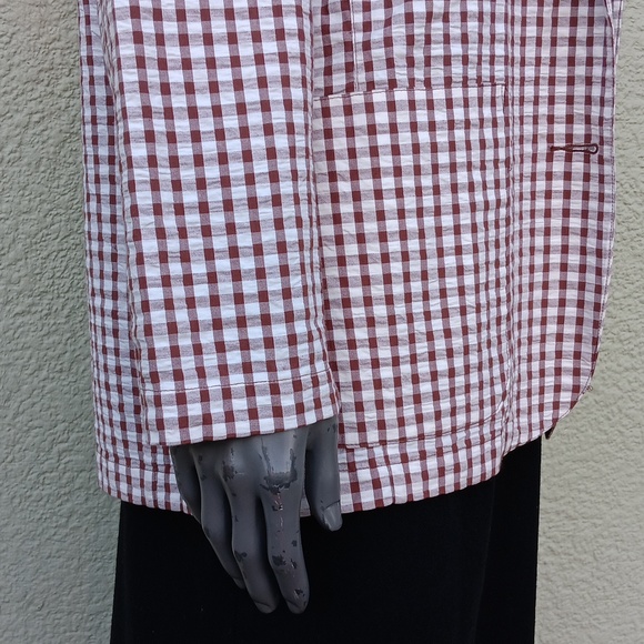 LIZ CLAIBORNE LIZSPORT LADIES PURE COTTON SEERSUCKER CHECK (2) BUTTON LUX BLAZER - Picture 16 of 17